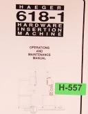 Haeger-Haeger HP6 Insertion Press Operation Maintenance Manual-HP6-01